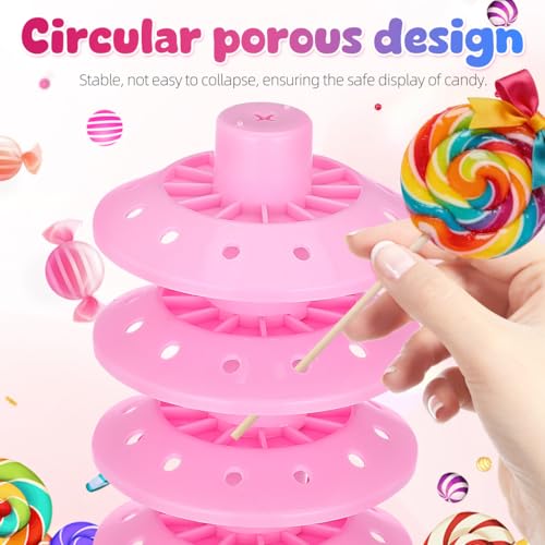 PRETYZOOM Pink Pp Lollipop Display Holder Multi-Tier Adjustable Stand