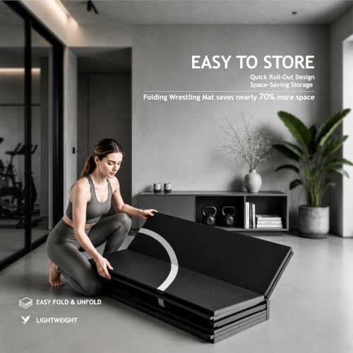 10' x 10' Foldable Wrestling Mat, 1.2" XPE Foam for BJJ Jiu Jitsu