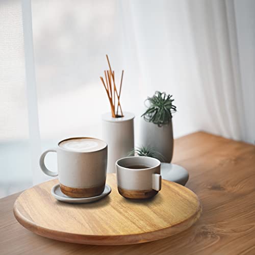 Acacia Wood Lazy Susan Wood Turntable Tray Cabinet Organizer, 12" - color: Acacia, size: 12"