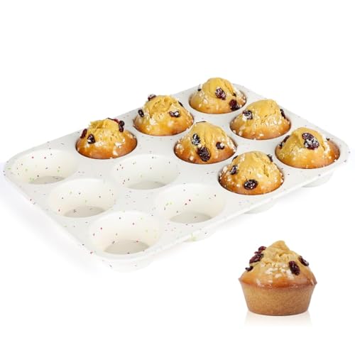 CAKETIME Silicone Muffin Pan, Regular Size Muffin Pan for Baking 12 Cups Non Stick Silicone Cupcake Pan 1 Pack Confetti - size: Regular:12-Cup