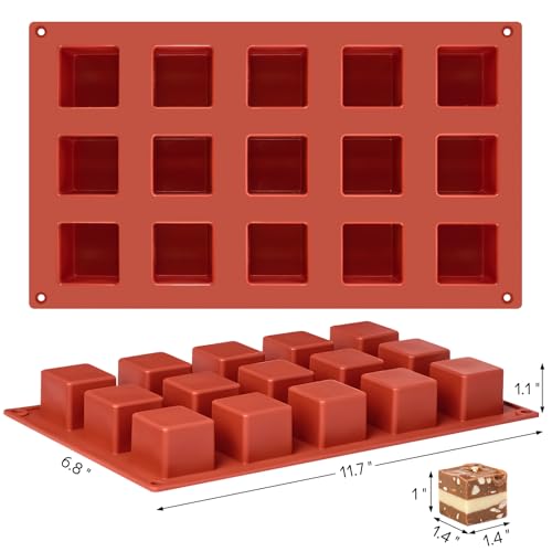 Puyeipt Cube Cake Silicone Molds, 2 Pack, 30 Cavities - size: 30 Cavities