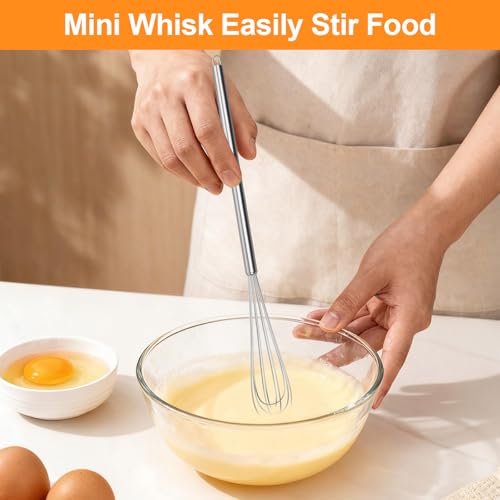2‑Pcs 11‑Inch Mini Whisk, Small Whisk with Long‑Handle