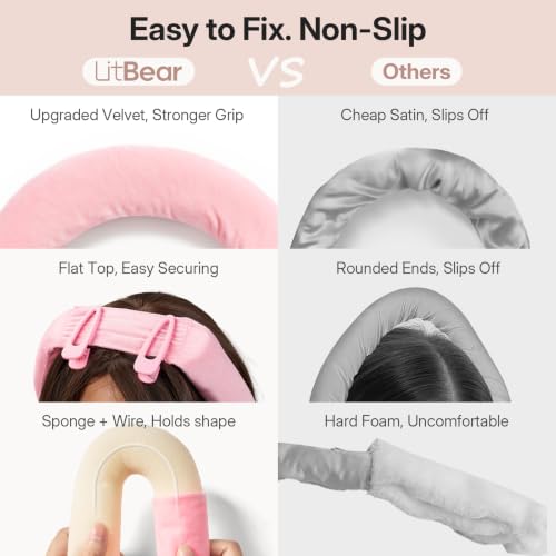 LitBear Jumbo Heatless Curls Overnight Set for Long Thick Hair, Pink