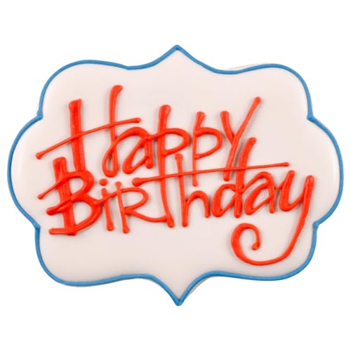 R&M Birthday Cookie Cutter 4-Piece Gift Set-Includes Cake and Candle, Plaque, Present, Balloon Bunch Cookie Cutter with Recipe Card - Steel