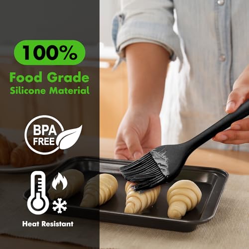 HOTEC 600℉ Heat Resistant Silicone Basting &Pastry Brushes, Black 2 - color: Black 2