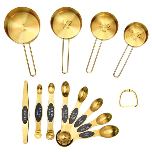Gold Magnetic Measuring Cups and Spoons Set with Leveler