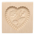 HARFINGTON Wooden Cookie Mould 3.94" x 3.94" - Heart Flower Rose Carved Baking Tool - Biscuit Press Stamp - style: Heart Flower Rose