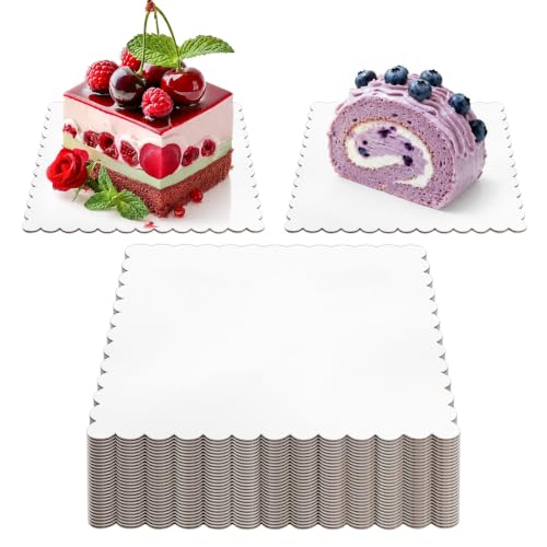 30 Pack 6x6 Inch White Square Cake Boards, Food-Grade Cardboard Wave Cake Board Disposable Corrugated Dessert Food Cupcake Base for Thanksgiving Halloween Christmas Valentine's Day - size: 6 x 6 Inch - 30Pack