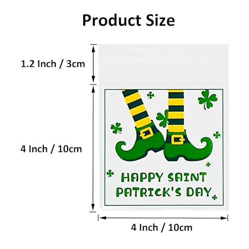 Jagrove 100PCS Cellophane Bags 4X4 Inch Green Lucky Shamrock Self Sealing Goodie Candy Cookie Snack Treat Bags for St. Patrick’s Day Irish Party Supplies Bakery - color: St. Patrick A, size: 100 Count (Pack of 1)