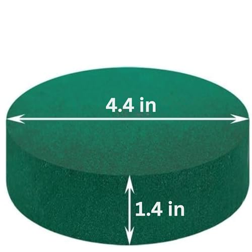 FLOFARE Pack of 6 Round Floral Foam Blocks Each (4.4" x 1.4") Green Wet & Dry Flower Foam for Fresh & Artificial Flower Arrangement, Florist Supplies for DIYs, Arts, Crafts & Weddings - size: 4.4" Round