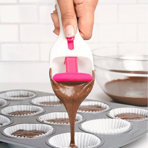 Tiiyee Cupcake Scoop, 2PCS Batter Dispenser Sliding Button Dispenses DIY