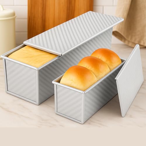 Pullman Loaf Pan with Lid, 2-Pack, 13x5 and 8.4x4.8 Inch