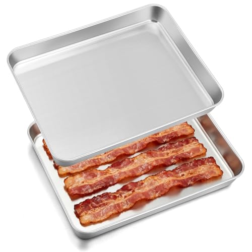 Leonyo Non-Toxic 9x7IN Small Stainless Steel Baking Sheet Pans, 2 Pack - size: 9x7IN