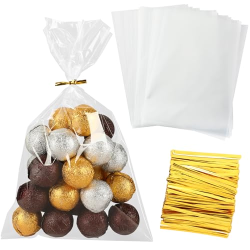 Augshy 300Pcs Candy Bags for Party Favors Clear Cake Pop Wrappers Supplies - size: 1 Count (Pack of 300)
