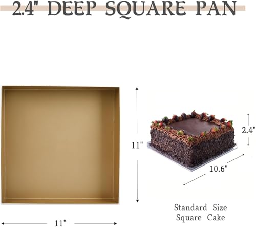 11-Inch Square Baking Pan, 2.4-Inch Deep Nonstick Aluminum Alloy Pan - size: 11" Extra Depth