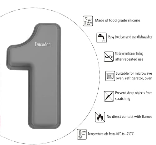 Ducodocu Silicone Number Cake Pan Large 3D Number Cake Mold Baking Forms Novel Cake Tins DIY Baking Mold for 15/51th Birthday Wedding Anniversary 10 inch Number of 1&4 Grey, Purple - size: 1&4
