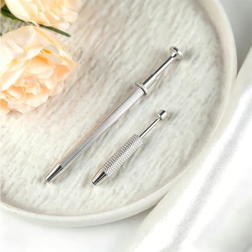 ONESING 2Pcs Piercing Ball Grabber Tool for Changing Jewelry, Stianless Steel Flat Back Earring Applicator Internally Threaded Push Pin Piercing Grabber Tool - color: Silver-D
