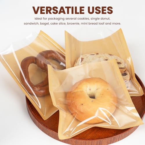 300 Pack Cookie Bags with Seal, Heat Sealable Bakery Bags with Window - size: 7.1" x 7.5"