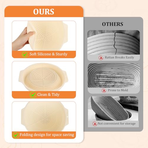 Sourdough Kit- Silicone Banneton, Dough Scraper, Lame, Whisk&Bag