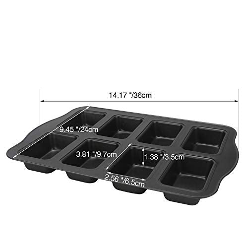 Beasea Mini Loaf Pan 8 Cavity, Nonstick Bakeware Square Bread Pan, Carbon Steel Mini Loaf Bread Pan Cake Pans for Baking Oven - color: Black Miniloaf 8 Cup
