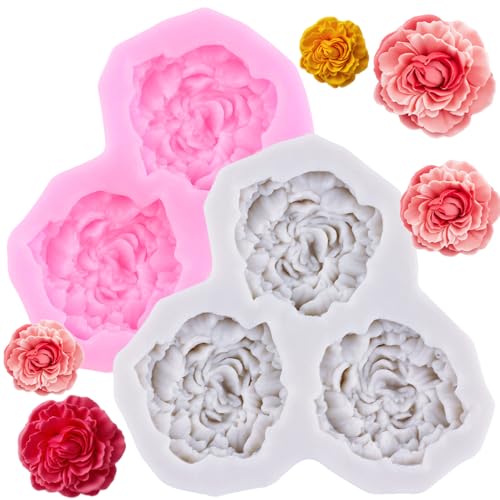 3D Peony Flower Fondant Mold Flower Silicone Molds Set Of 2 - color: Style C