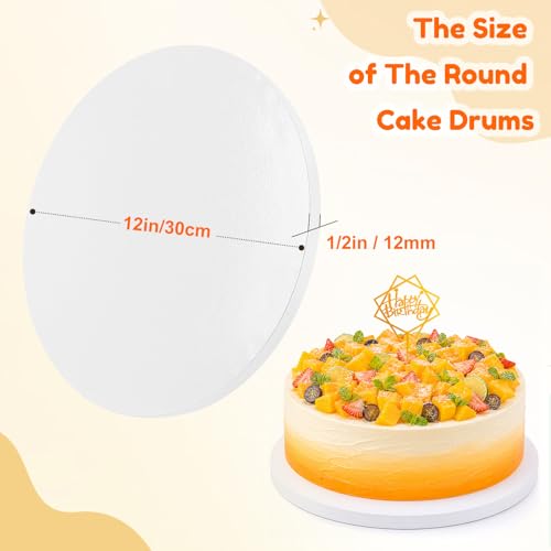 12PCS Cake Boards 12 inch Round, 1/2" Thick White Cake Drums - color: 1/2in-12pcs-12in