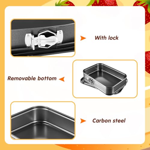 Uiifan 2 Pcs Non Stick Springform Pans Cheesecake Pan Rectangle Springform Pans Square Cake Pan with Removable Bottom for Kitchen Baking Roasting Muffin Bread Cake Brownie Bakeware(11 x 7 x 3 in) - size: 11 x 7 x 3 in