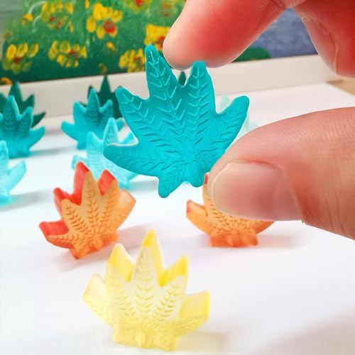 Leaf Silicone Molds For Chocolate Gummy Candy, Leaf Wax Melts Molds with Scraper (70 Cavities, Green) - color: Green