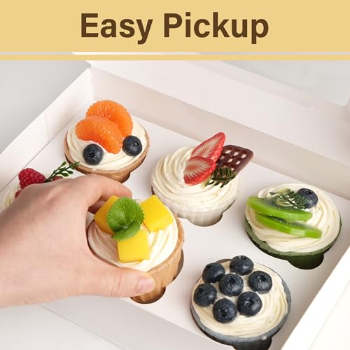 LotFancy 6 Pack Cupcake Boxes 6 Count, Cupcake Containers with Window