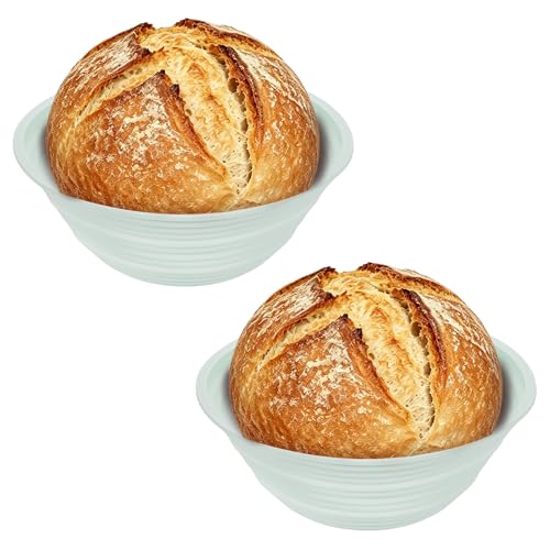 uxcell 2Pcs Silicone Bread Proofing Basket 9.3" Round Sourdough Mint Green - color: Mint Green, size: 23.5 cm / 9.3 Inch