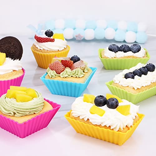 24Pack Silicone Muffin Baking Cups Cupcake Liners Lunch Box Bento Dividers - color: Colorsful, size: Large Size