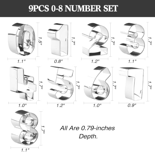 1.7-Inch Number Cookie Cutters, Cake Decorating Number Cutters (9PCS/ Set)