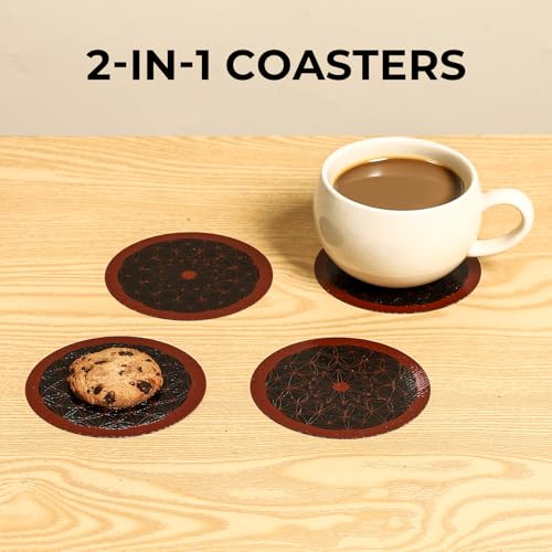 Silicone Coasters for Drinks, 2-in-1 Silicone Coaster & Baking Mat Set, 16-Pack Mini Macaron Baking Mats with Tray, Non-Slip, Heat Resistant to 500°F, Dishwasher Safe