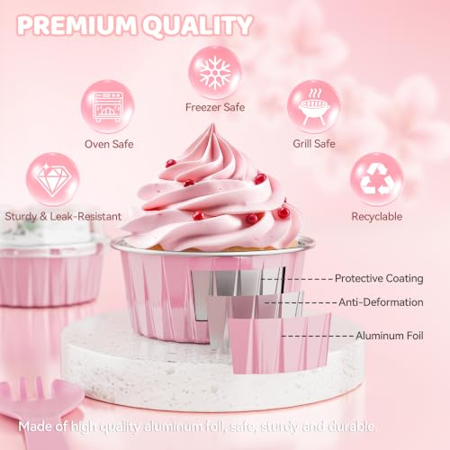 100 Pack Mini Cake Pans with Lids and Spoons Mini Aluminum Foil Baking Cups