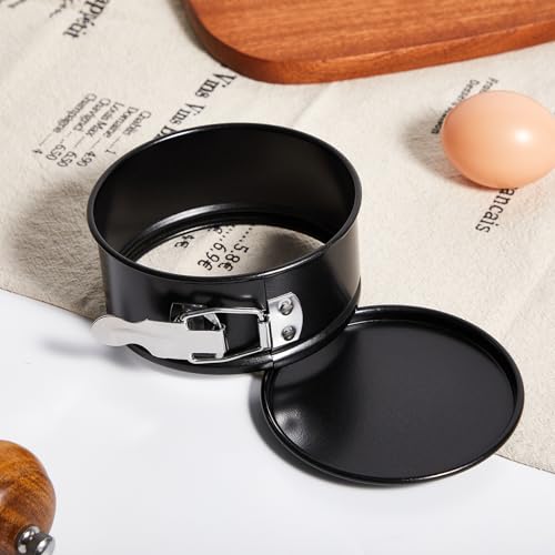 4 Pcs 4 Inch Nonstick Springform Cheesecake Pan with Removable Bottom Black - color: Black, size: 4 Inch