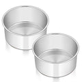 E-far 6 x 3 Inch Cake Pan Set of 2, Stainless Steel Deep Cake Pans - size: 6 x 3 inches