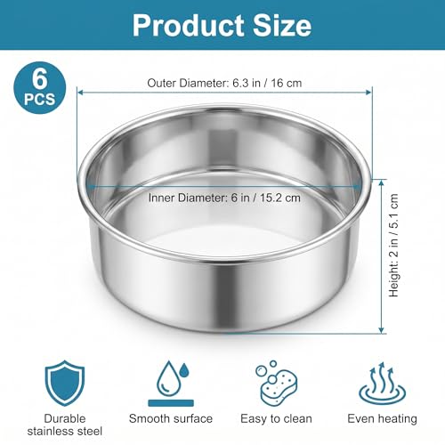 Cake Pan, Set of 6, 6 Inch, Round
