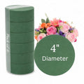 Pack of 6 FLOFARE Round Floral Foam Blocks for Fresh and Artificial Flowers, Each (4" X 1.4"), Dry & Wet Green Flower Foam for Flower Arrangements & Florist Supplies - size: 4"