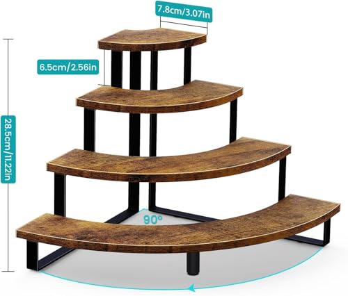 ELITEROO Tiered Display Stand, Wooden Display Risers, 4 Tier Display Shelf