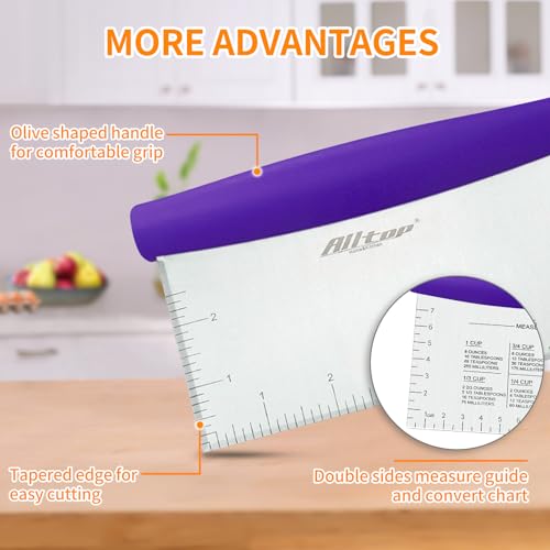 Bench Scraper & Dough Cutter, Pastry Tool for Baking, Purple - color: Purple