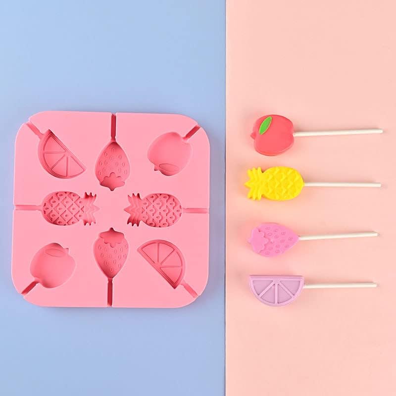 2PCS Fruits Lollipop Molds For Kids,Hard Candy Sucker Mold (2pcs Fruit) - color: 2pcs Fruit