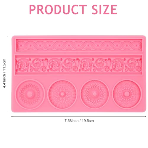 Baroque Style Cake Border Silicone Mold - color: pink(M16)