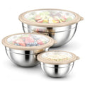 P&P CHEF Stainless Steel Mixing Bowls with Visible Airtight Lids, Khaki - color: Khaki, style: Visible Airtight Lids