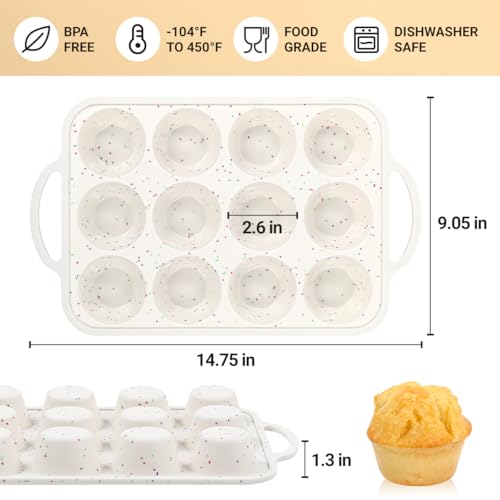 FUNBAKY Silicone Muffin Pan with Metal Frame, Nonstick 12 Cups Regular Size Silicone Muffin Tin for Oven Baking Easy to Move with Handle BPA Free - size: Regular 12-Cup: 1pc