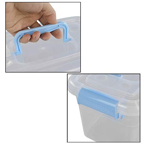 5L Plastic Storage Bin with Lid, Clear Box with Carry Handle Set of 6 - color: Light Blue