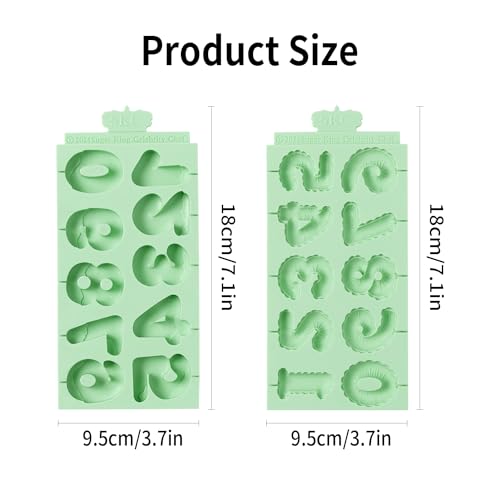 KALAIEN 0-9 Number Silicone Mold, 2 Pack 3D Chocolate Fondant Molds