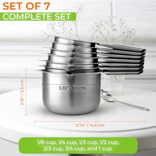 Spring Chef Magnetic Stainless Steel Measuring Cups Set of 7 Patented Black - color: Black