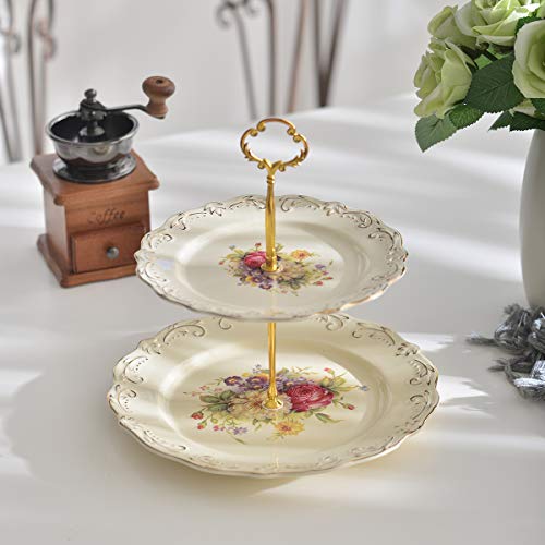 YOLIFE 3 Tiered CupCake Stand, 6-8-10 inch Flowering Shrubs Pattern - color: Flowering Shrubs