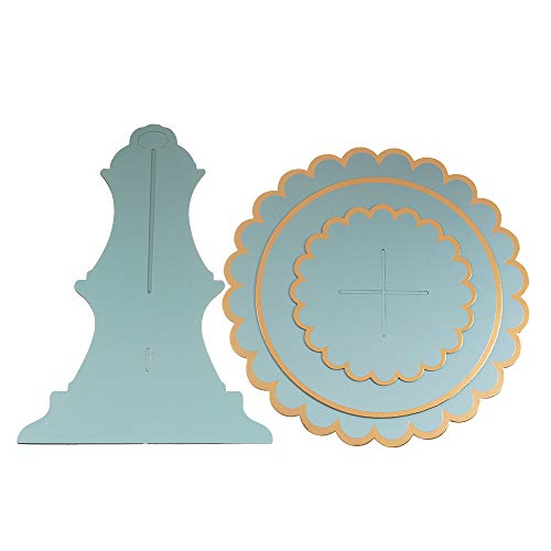 YLDW Cupcake Stand with Lace Trim, 3-Tier Cupcake Stand Display, Cardboard Cup Cake Tower Stand, Disposable Dessert Stand for Birthday Tea Party Baby Shower Treat Decorations, Mint Blue - color: Mint Blue
