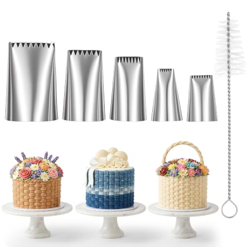 5 Pack Duyas Para Decorar Pasteles Piping Tips with Brush